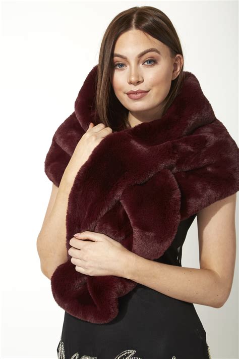 Wool Melton Faux Fur Stole 